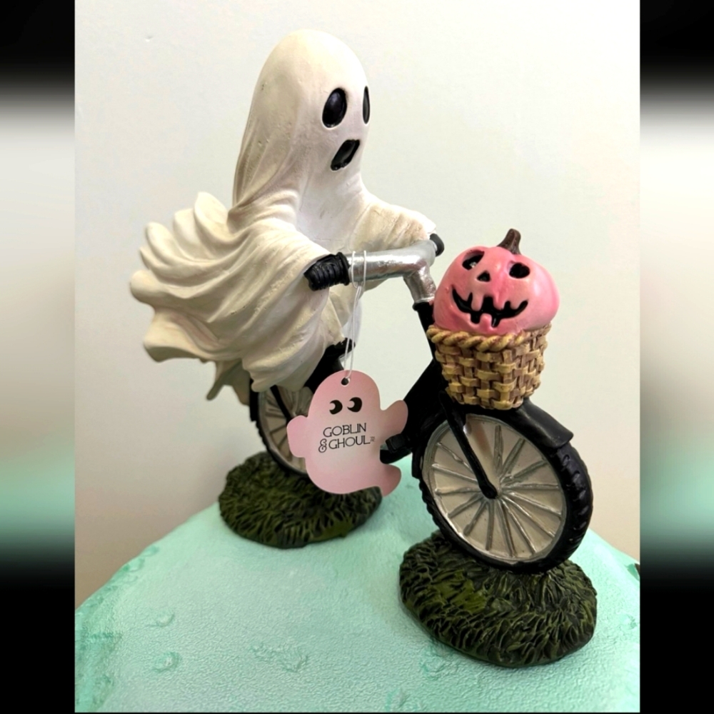 Halloween Ghost On Bike riding bicycle Pink Pumpkin TikTok Viral